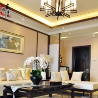 中式实木沙发组合 茶楼别墅工程全屋定制做 现代简约客厅布艺沙发