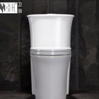 广东卫浴洁具 新款圆筒水箱连体马桶坐便器 坐厕坐式大便器