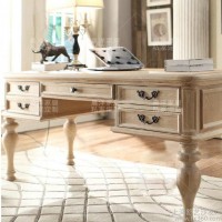 定制\n            欧式书桌新古典写字桌美式实木办公桌橡木风华白写字台电脑桌家具