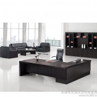 黑色开放漆实木大班台 董事长办公桌 老板台 天津实木家具
