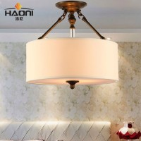 欧式吸顶灯 美式简约布艺灯罩卧室餐厅阳台灯具书房水晶半吊灯